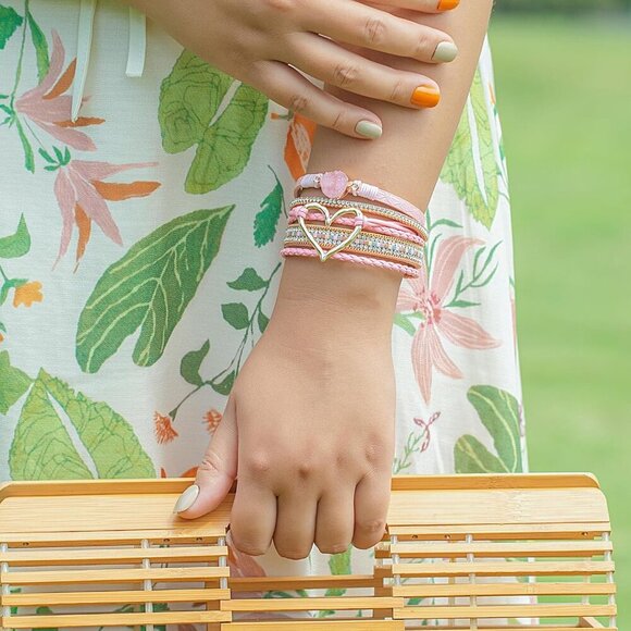 Heart Leather Wrap Bracelets Stackable Boho Cuff Bangles Trendy Resin Stone - Picture 3 of 9